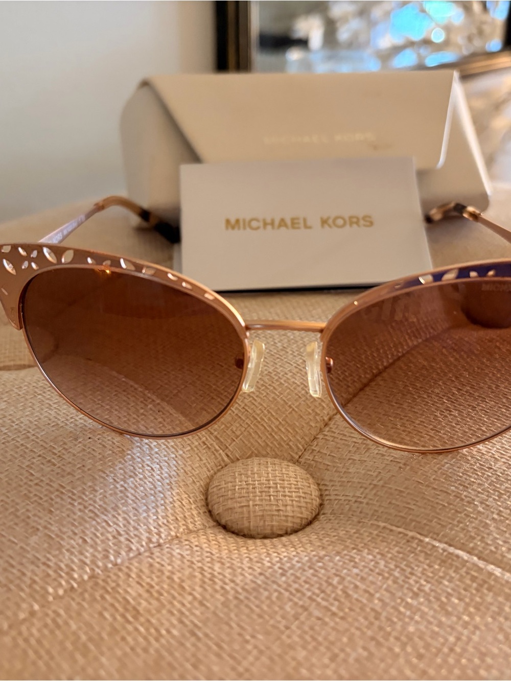 Michael Kors Rose Gold Cat Eye Sunglasses with Brown Lenses - Picture 3 of 4